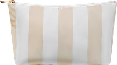 Bolsa maquillaje impermeable a rayas amarilla PVC