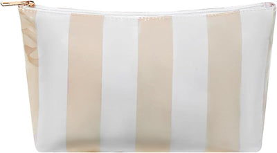 Bolsa maquillaje impermeable a rayas amarilla PVC
