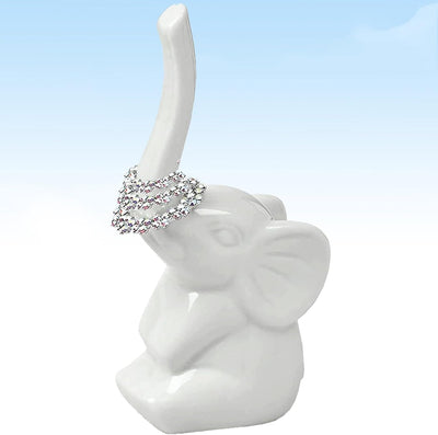 Soporte anillo elefante cerámica color blanco