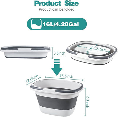 2 Cubos Plegables 4.2gal Asa Multiusos para Campamento y Hogar