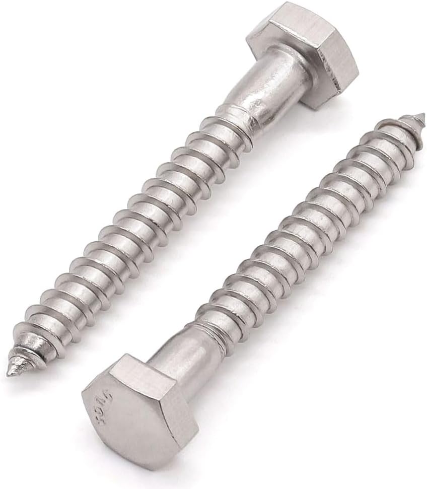 10 Tornillos Retraso Acero Inox 3/8x3pulg Sujección Madera