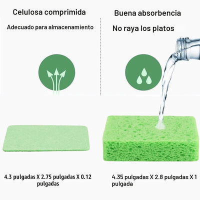 12 Pzas Esponjas Celulosa Absorben Agua Platos Baño Autos