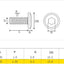 Pack 12 conexiones M6x90mm acero inox 304 para muebles