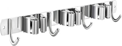 Soporte pared escoba trapeador acero inox 3 estantes