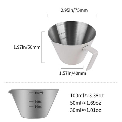 Taza expreso acero inox 3.4oz con escala asa color blanco