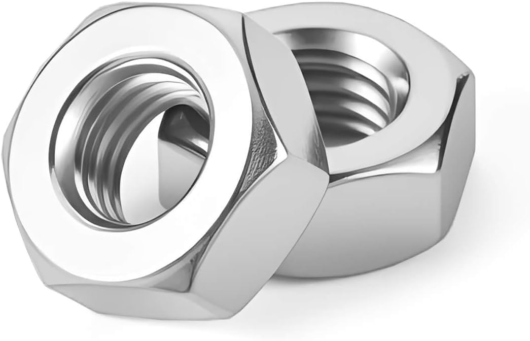 100 Tuercas Hex Inox 304 Brillante para Barcos y Autos