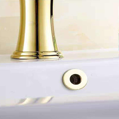 Tapa desbordamiento lavabo latón redonda color dorado 2uds