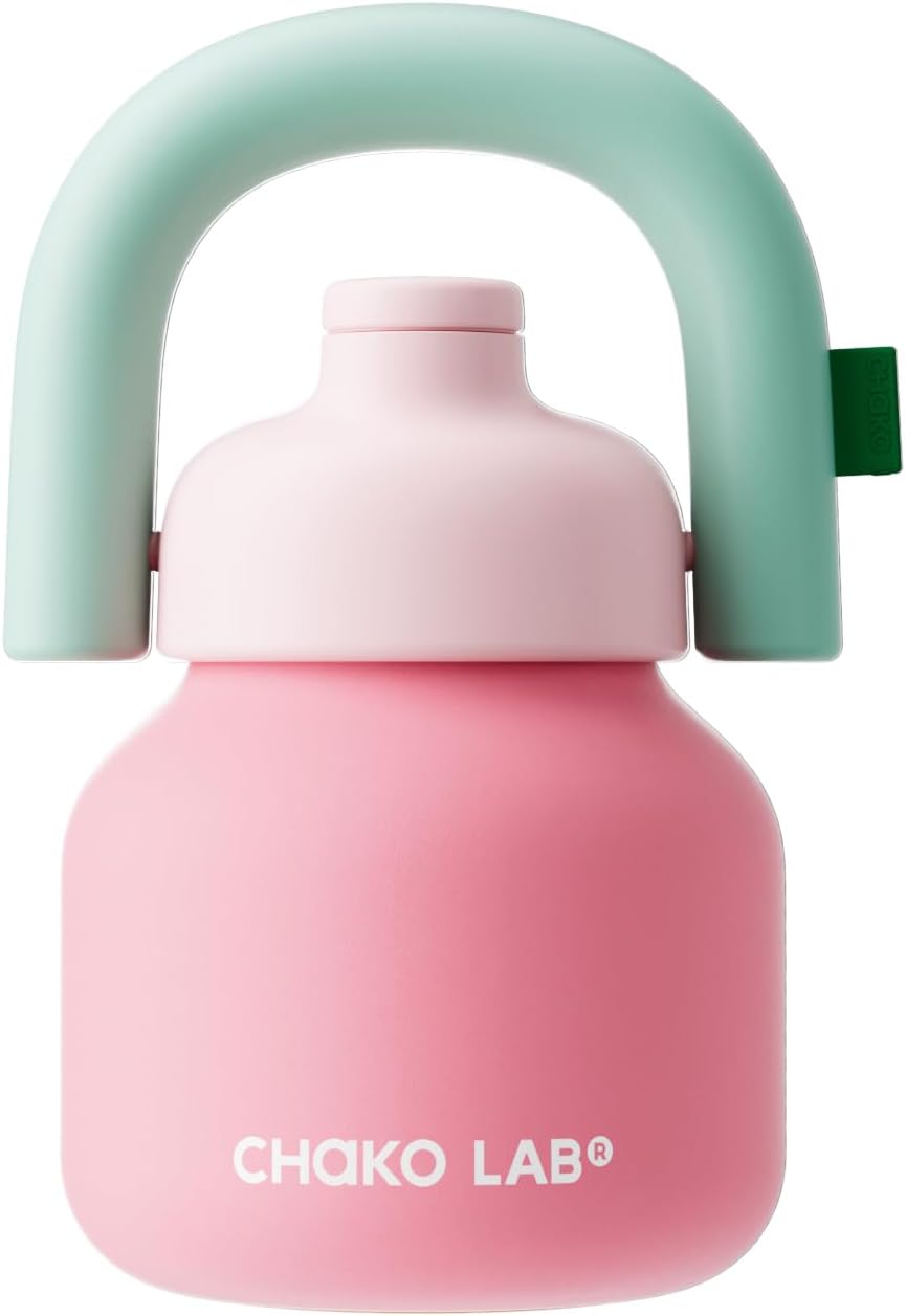 Botella agua acero inox con pajita 33oz rosa y rojo