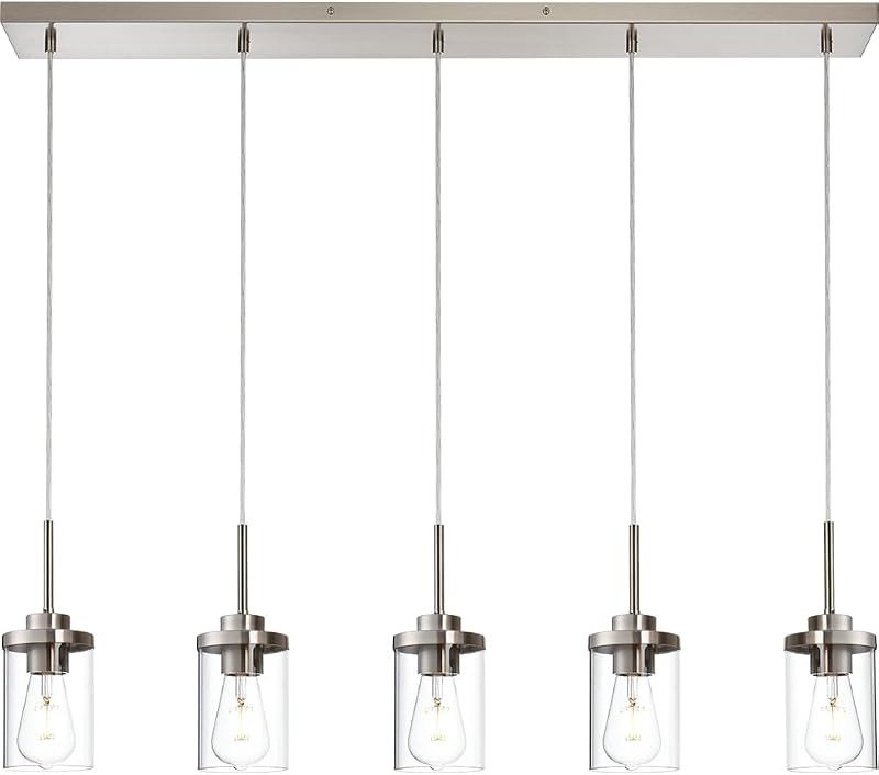 5 Luces Isla Cocina Candelabros Níquel Vidrio