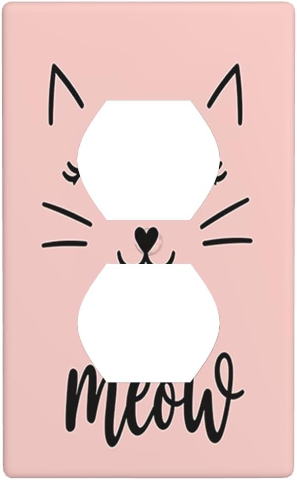 Placa enchufe con cara de gato rosa para hogar oficina