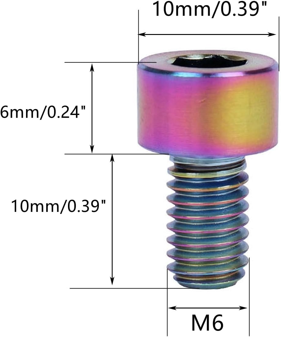 4 Pzas Tornillo Titanio M6x10mm Hexagonal Allen