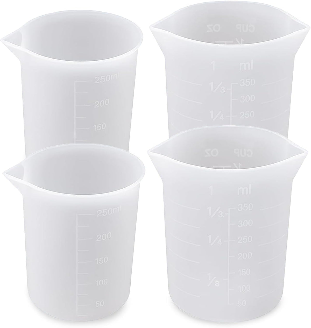 4 Tazas Medidoras Silicón para Derretir Chocolate 8.5 y 11.8oz