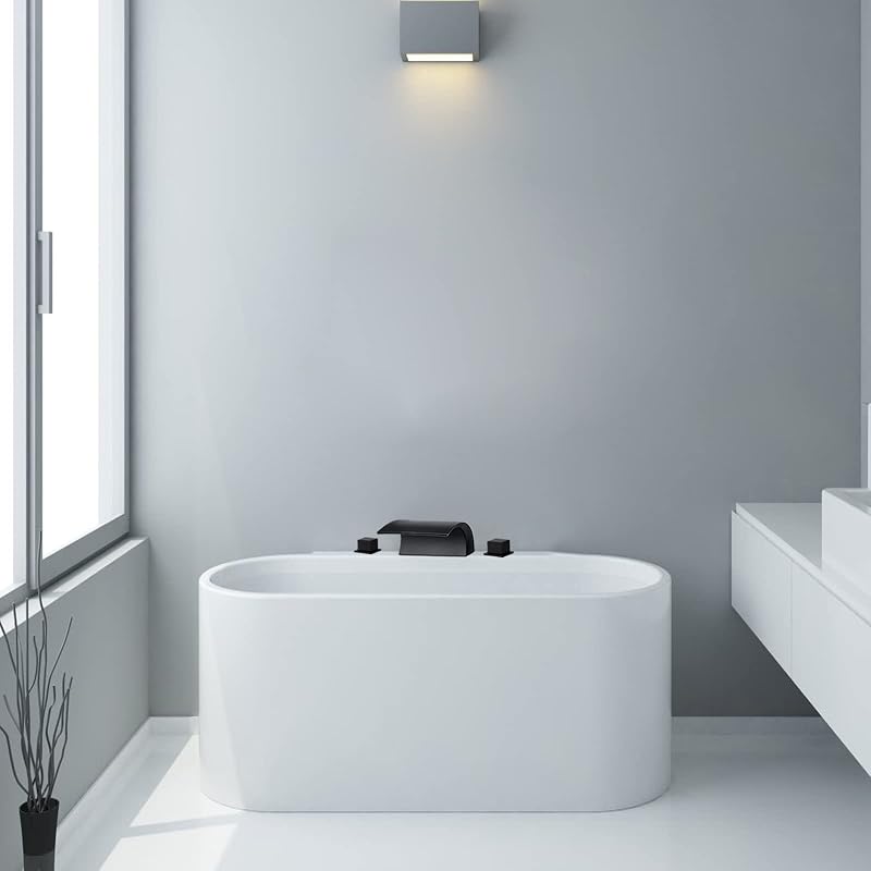 Grifo bañera cascada negro mate latón 2 manijas