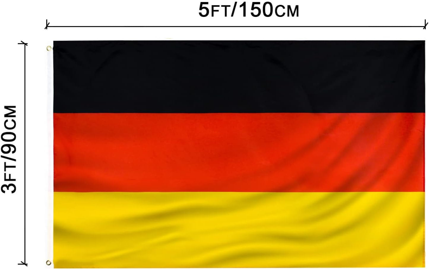 Bandera Alemania 3x5ft poliéster doble costura ojales latón