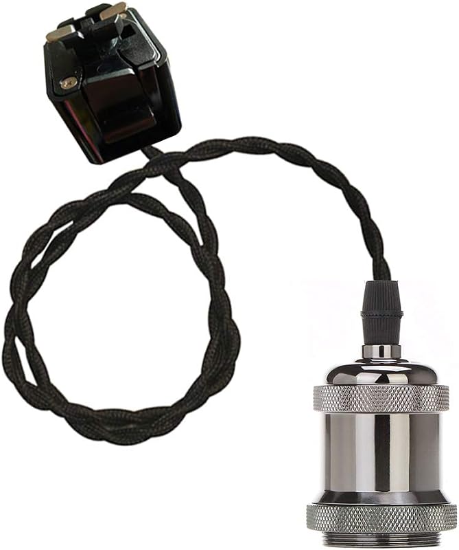 Lámpara colgante retro cuerda negra soporte hierro