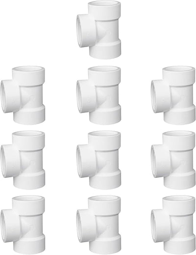 10 Adaptadores PVC Rosca Hembra 1/2pulg Color Blanco