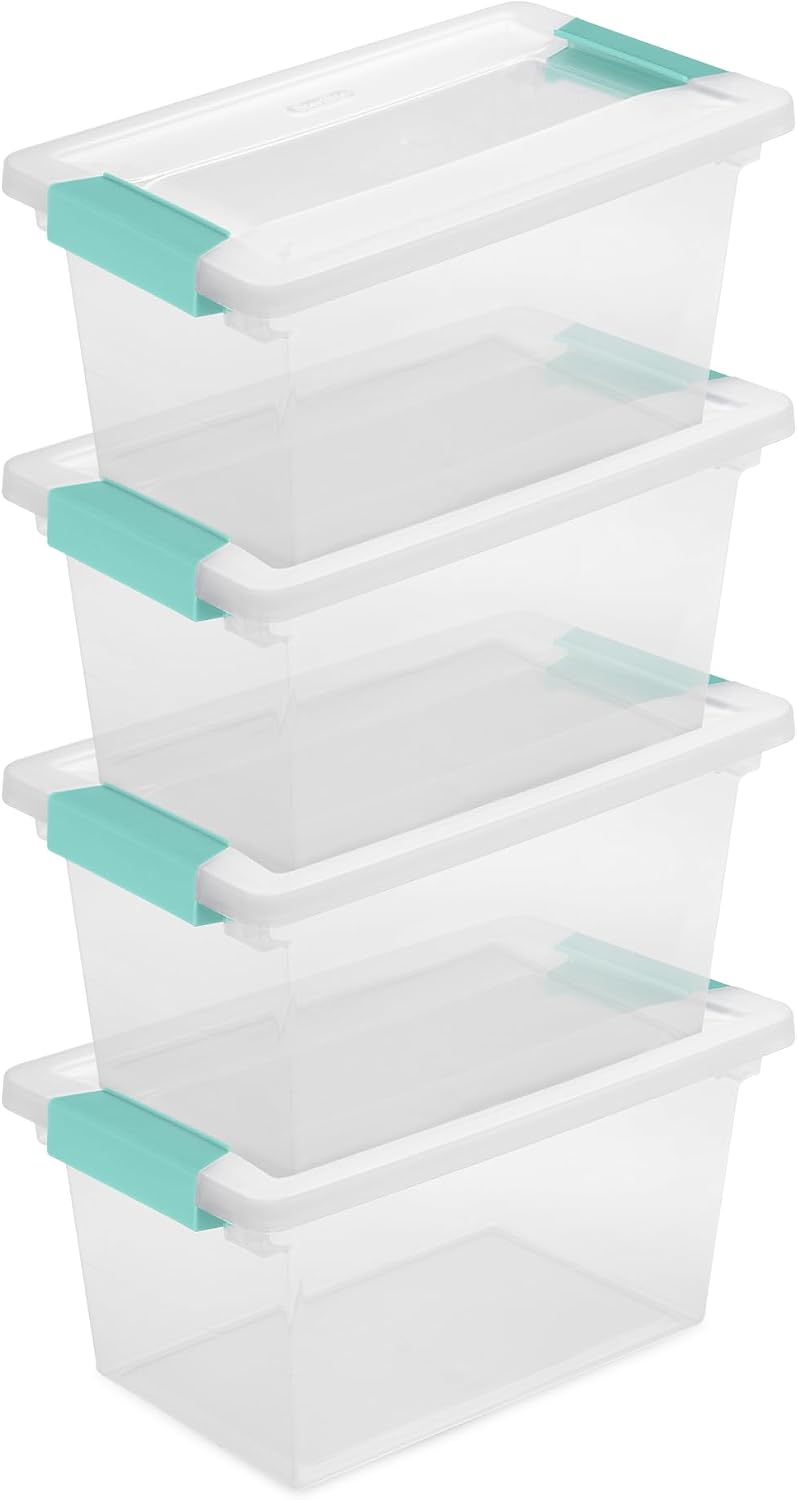 Caja apilable con tapa pestillo para organizar papel
