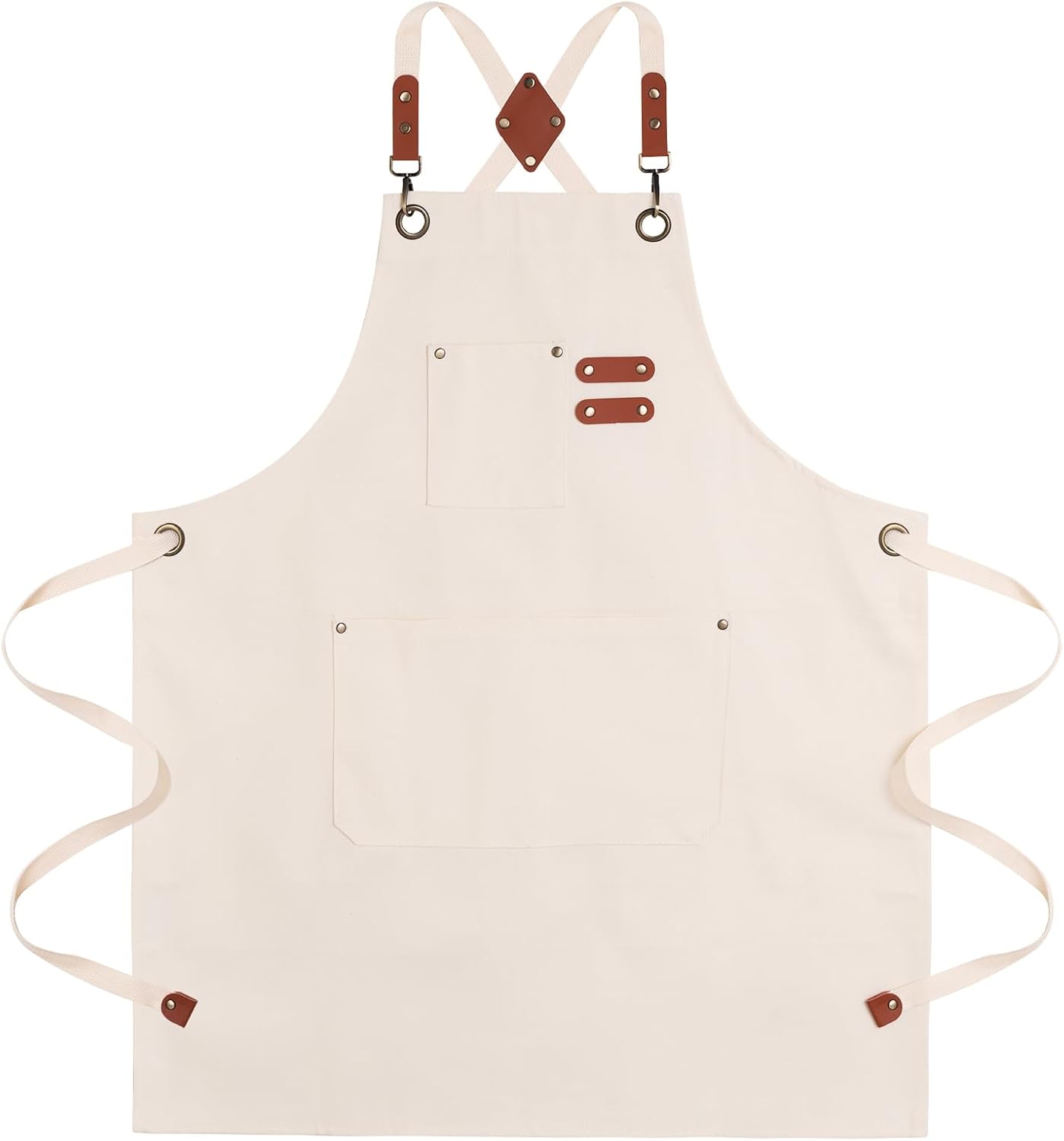 Delantal lona con bolsillos grandes correa ajustable para cocinar