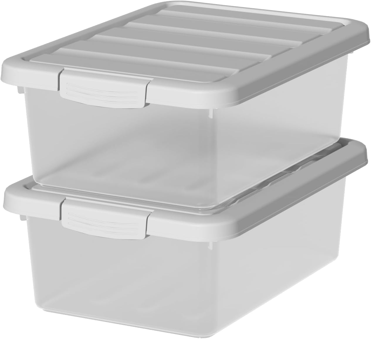 2 Contenedores Apilables 14qt con Tapas y Pestillos Seguros
