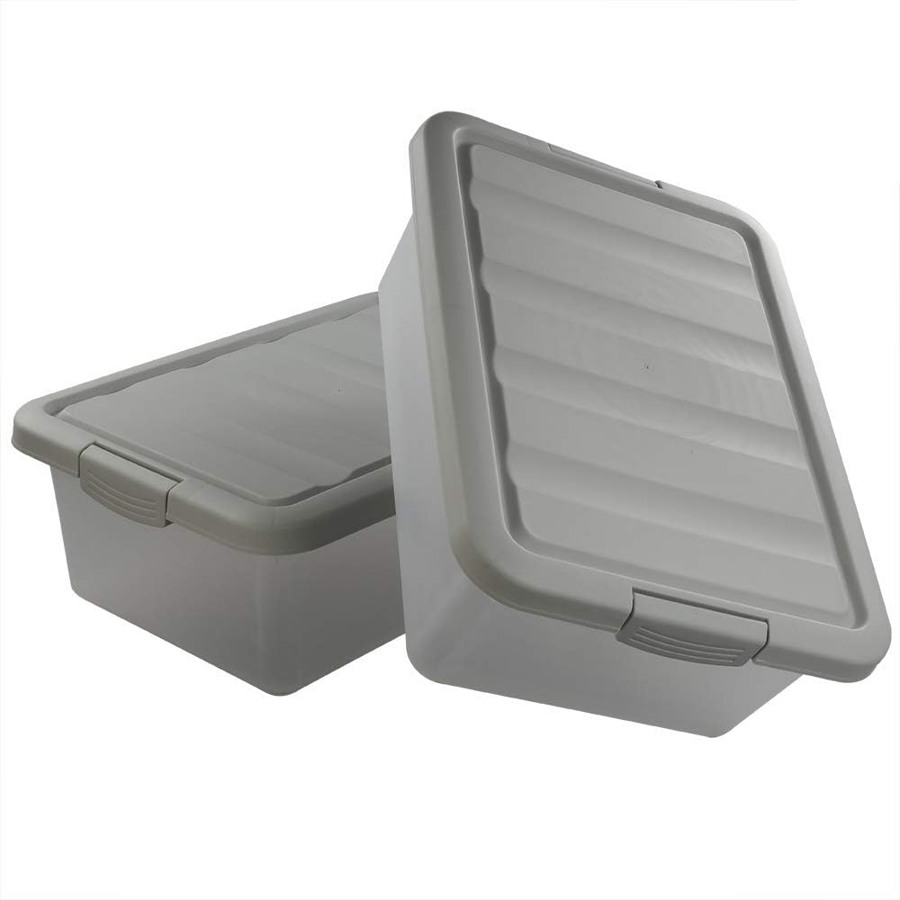 Caja plástico 14qt transparente con tapa 2 pzas