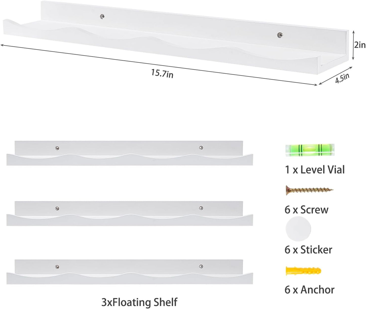 Estantería flotante para niños 15.7" set 3 blancas