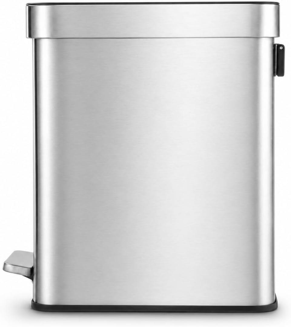 Bote basura 10L acero inox pedal paso plateado