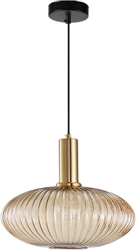 Lámpara colgante cristal vintage acabado latón 11.8"