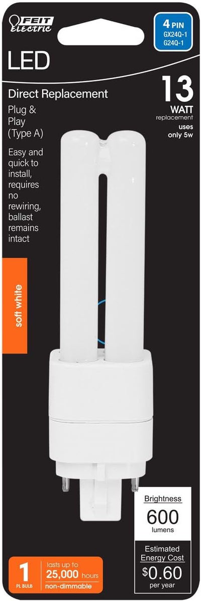 Tubo LED 4 pines blanco suave 13W 1 pack