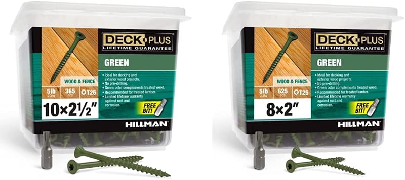 Tornillos madera #10x2-1/2 y #8x2 verde 10lb
