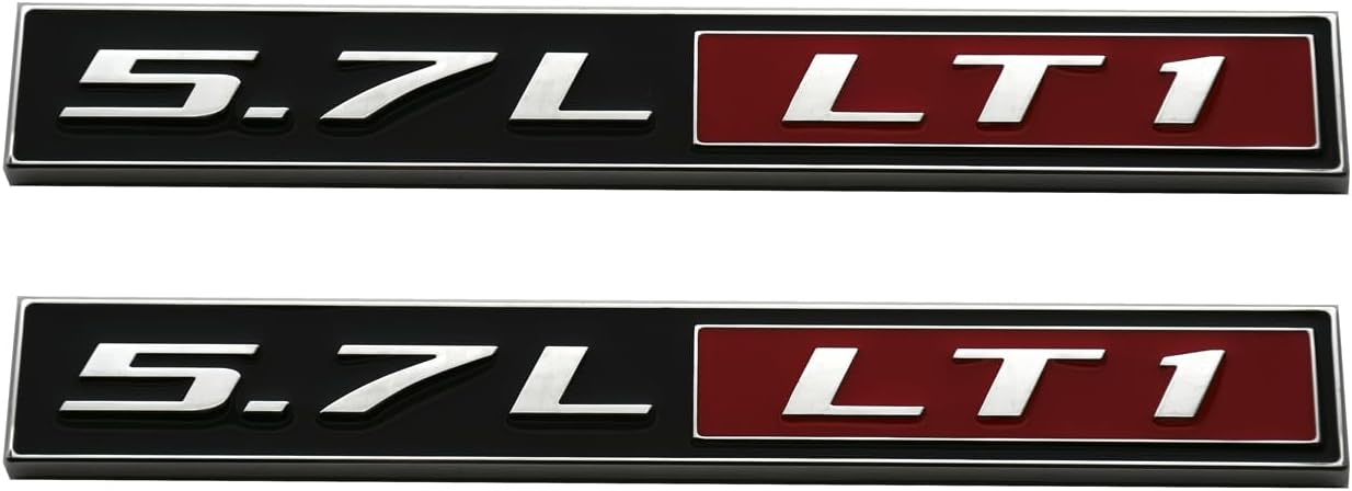Placa identificación motor LT1 5.7L 2 Pzas rojo cromado