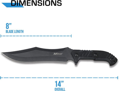 Cuchillo hoja fija negra mango G10 14"