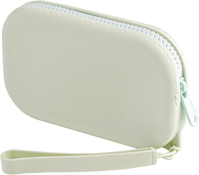 Bolsa maquillaje silicona con compartimentos cremallera verde claro