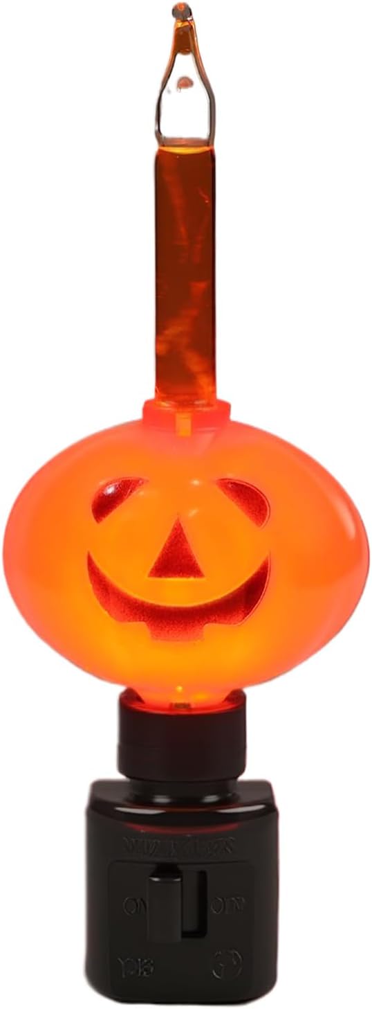 Luz nocturna Halloween calabaza con enchufe giratorio