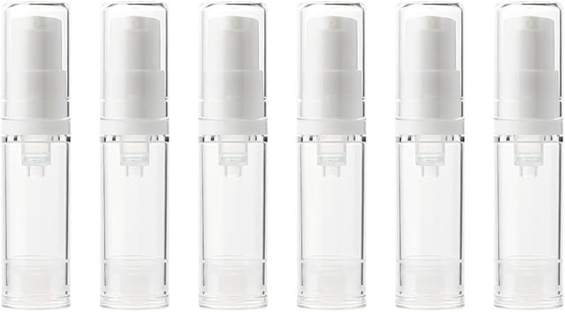 6 Botellas Plástico 0.17oz Bomba Sin Aire Recargables Cuidado Piel