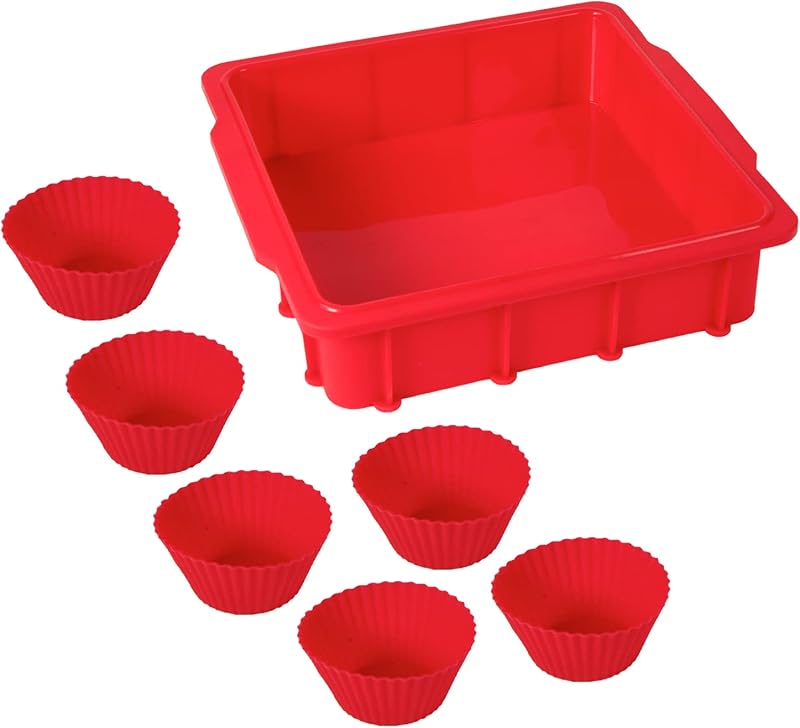 Kit forros silicona hornear 8x8pulg cupcakes