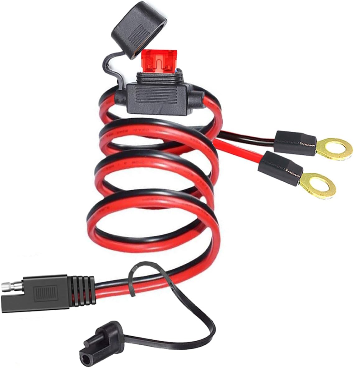 Arnés terminal anillo cable batería 16AWG 2ft 10A para auto motocicleta set 2