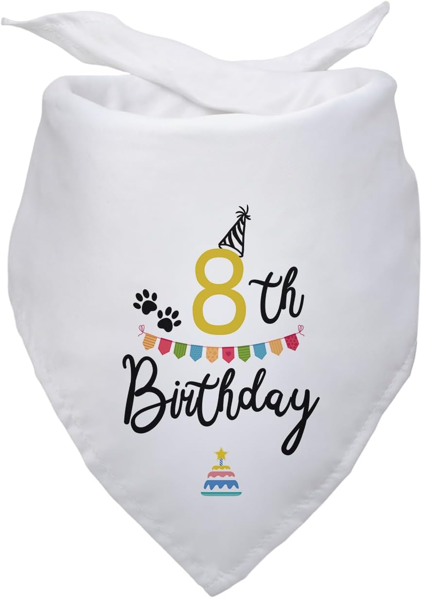 Bandana cumpleaños perro 8 años regalo fiesta mascotas