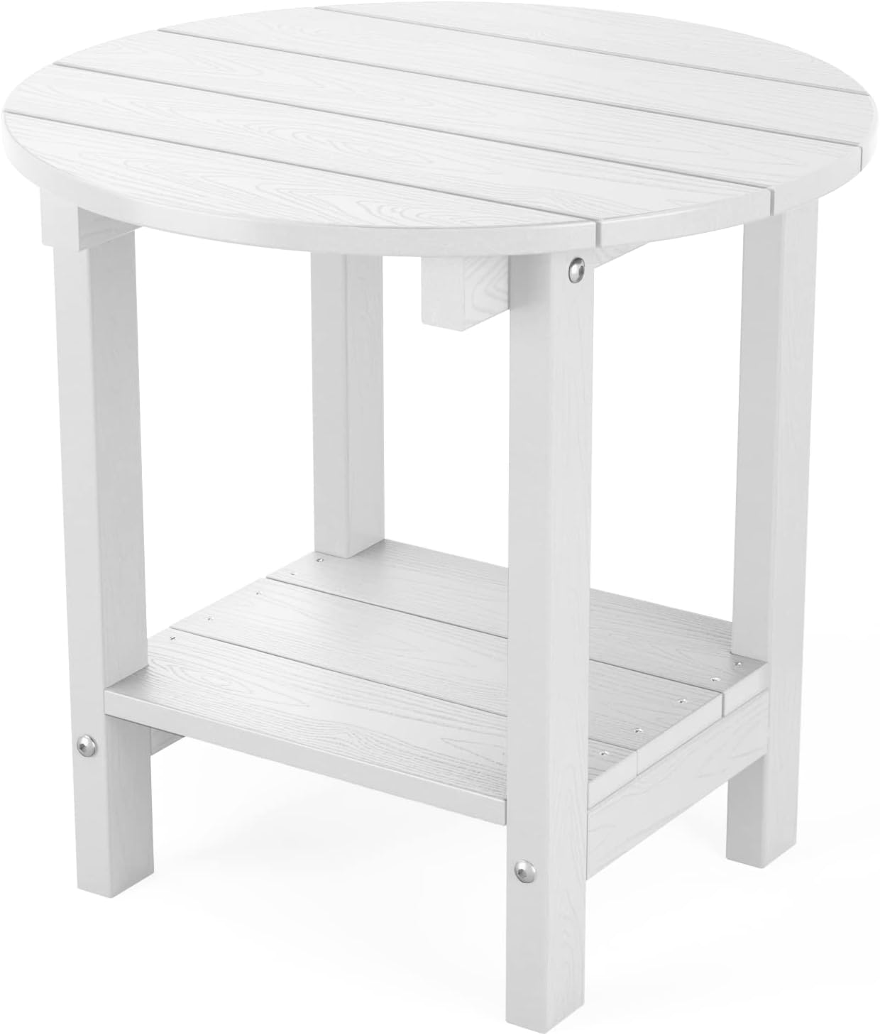 Mesa auxiliar redonda plástico 18" 2 niveles blanco