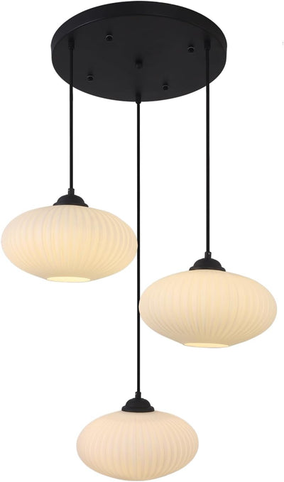 Lámpara colgante isla cocina racimo 3 luces negro vidrio