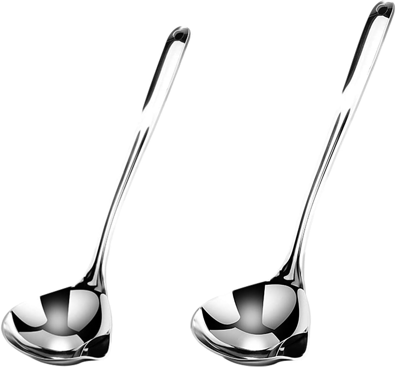 2 Cucharas Separadoras Aceite Acero Inox Grande Pequeña