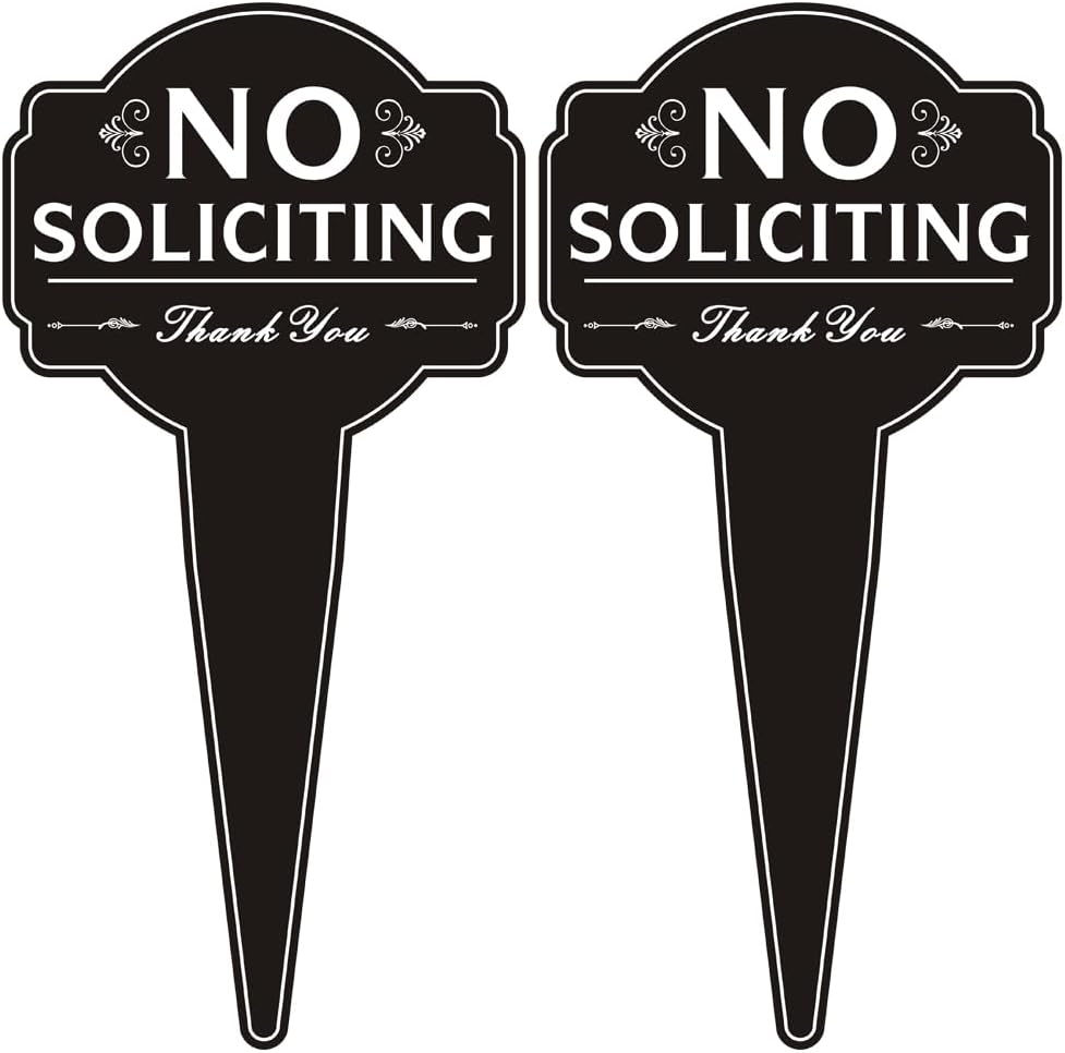 Letrero No Soliciting para casa aluminio negro 11.8x5.9pulg