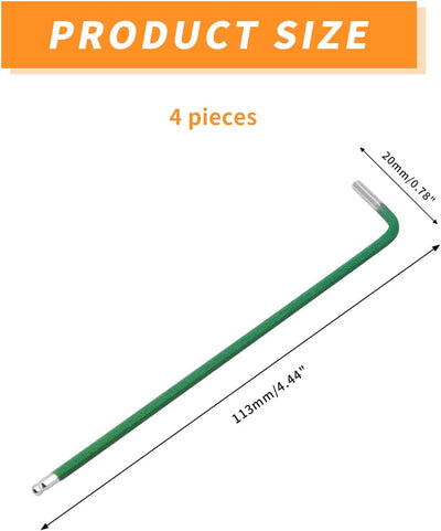 Llave hexagonal bola 0.098" acero S2 4 Pzas verde