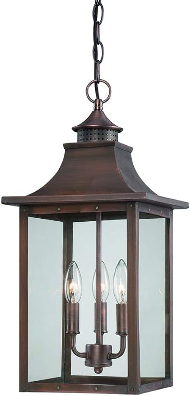 Linterna colgante 3 luces pátina cobre exterior