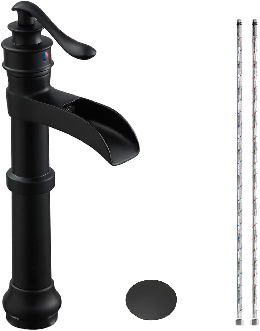 Grifo baño negro cuenco antiguo orificio con tapón