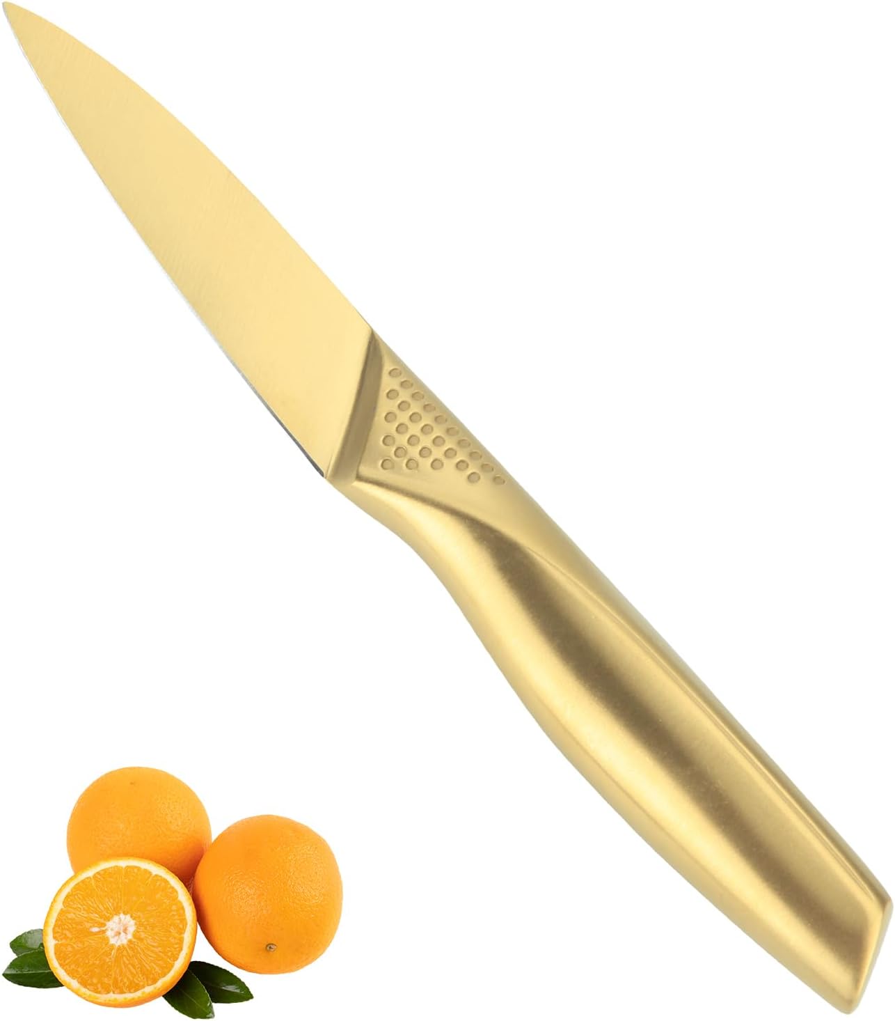 Cuchillos Pelar Acero Inox 4pulg Mango Ergonómico Dorado