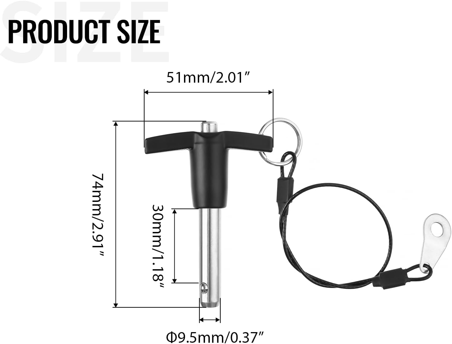 Pasador liberación rápida T 3/8" acero inox botón presión