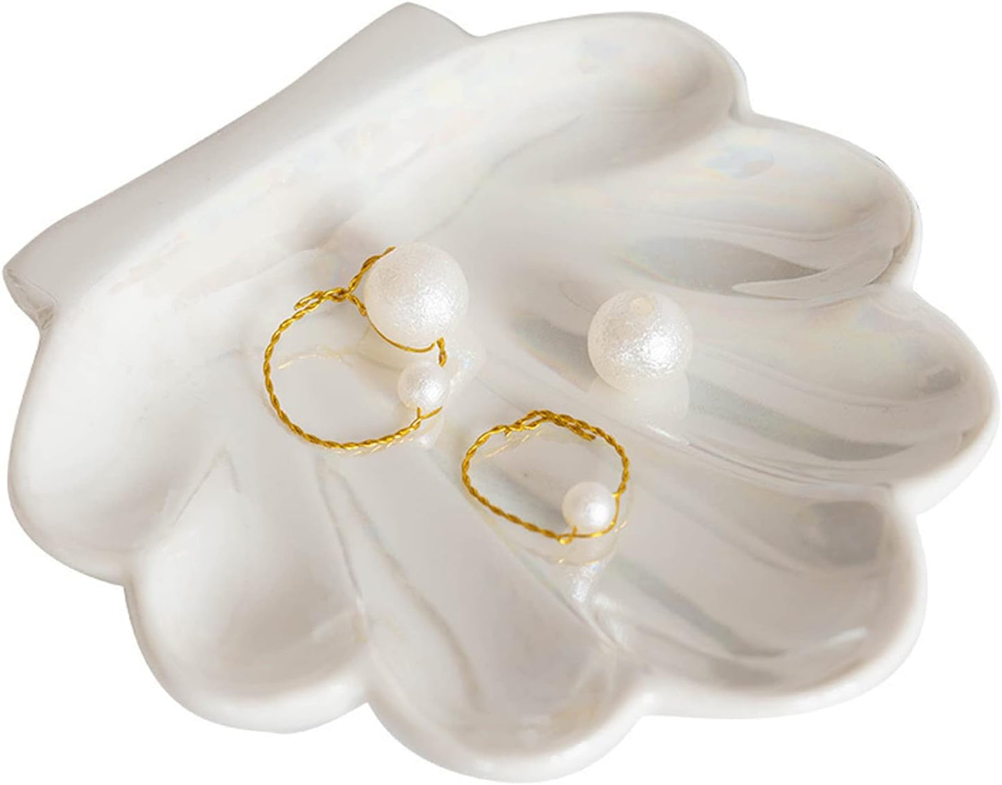 Plato concha soporte cerámica anillos decoración baño