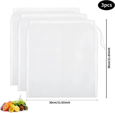 Bolsas de tela para colar queso, leche de nuez, café y jugo, malla 200, 12 x 12 pulgadas