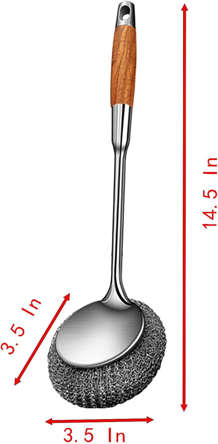 Bola alambre acero mango largo 14.5pulg para olla botella