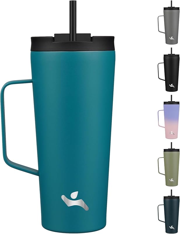 Vaso térmico acero inox con pajilla 22oz color azul